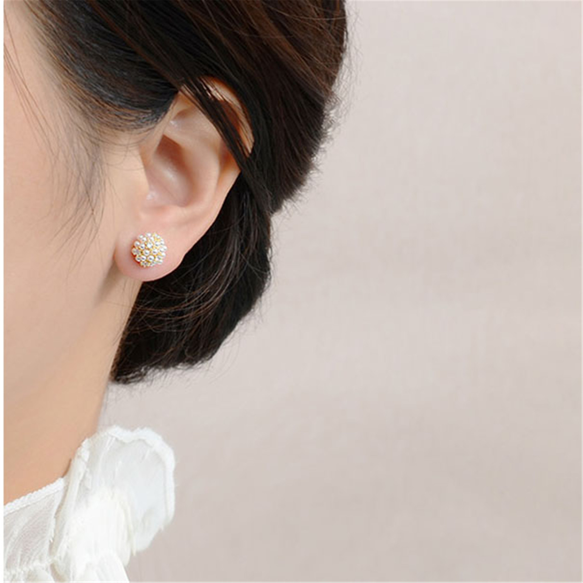 Non-piercing Pearl Rice Ball Ear Studs - Image 5