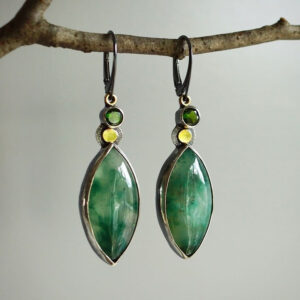 Vintage Leaves Shape Green Earrings
