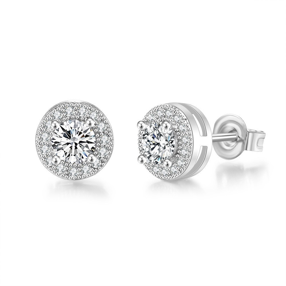 Round Full Diamond Hip Hop Stud Earrings - Image 5