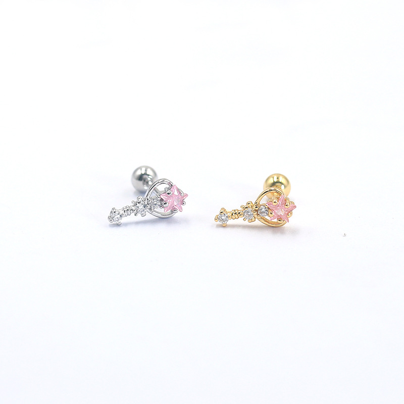 Fairy Micro Inlaid Zircon Love Key Small Ear Studs - Image 4