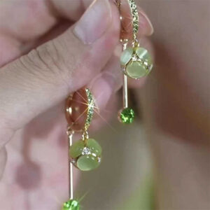 Green Opal Ball Tassel Earrings For Women New