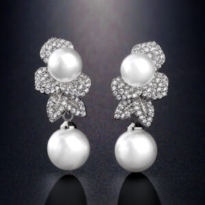 Retro Affordable Luxury Fabulous Pearl Earrings Female Fashion Simple Flower Zircon Ear Studs