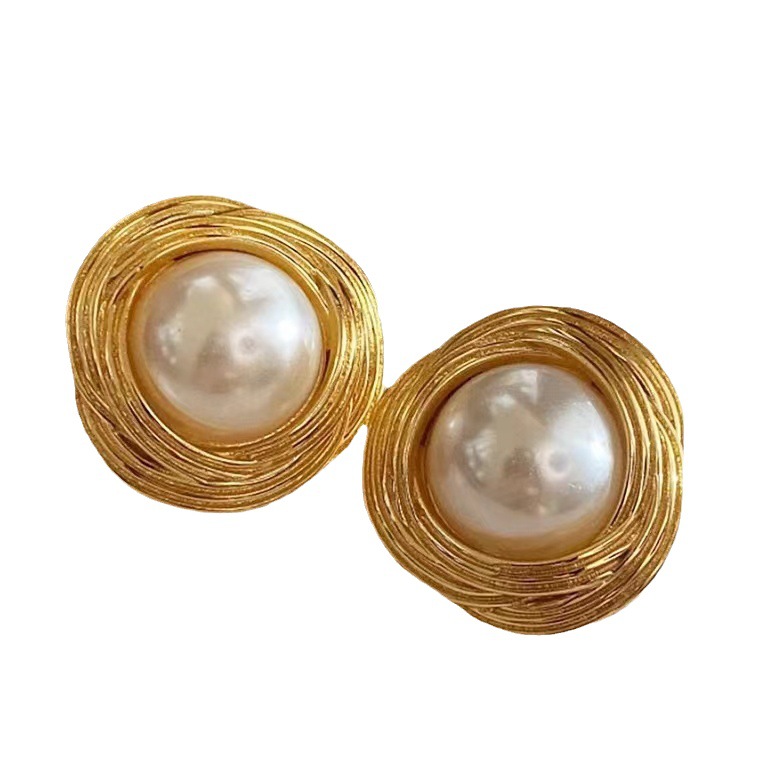 Mid-ancient French Irregular Texture Pearl Earrings - Image 7