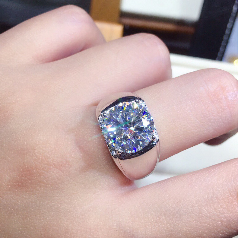 Men's 5 Karat Eight Hearts And Eight Arrows Plated PT950 Simulation Moissanite Open Ring - Image 7