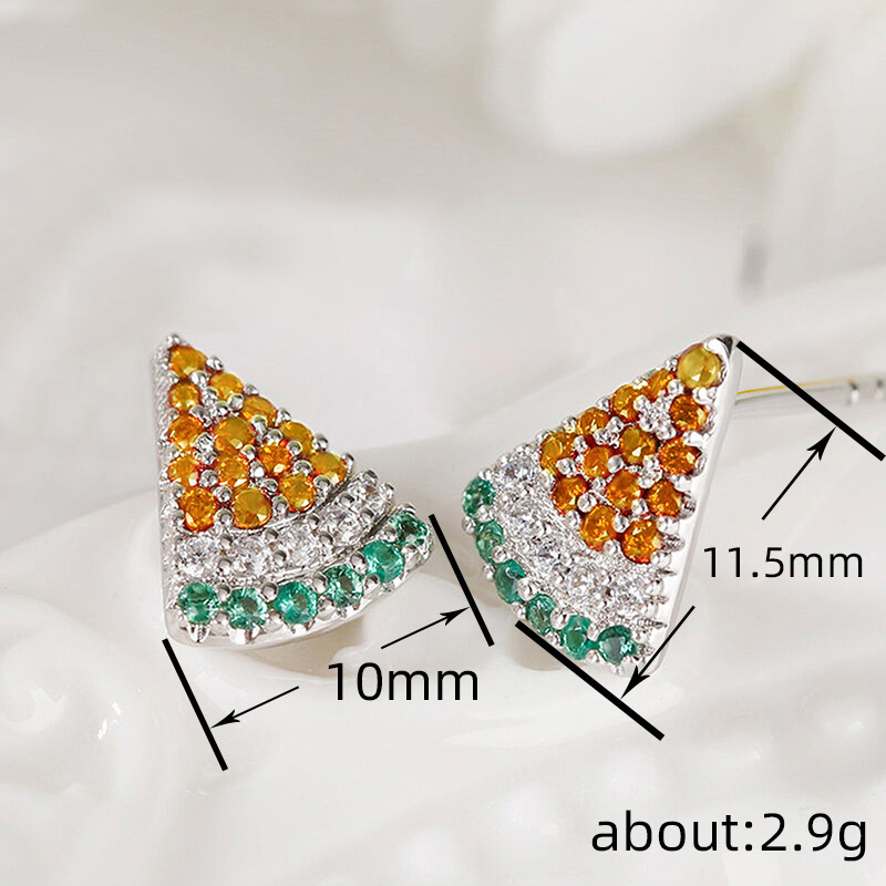 Watermelon Ear Stud Inlaid Zircon Sweet - Image 4