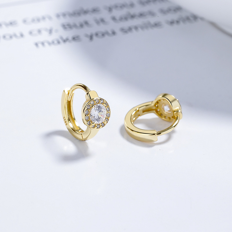 925 Sterling Silver Square Round Full Diamond Earrings Women - Image 6