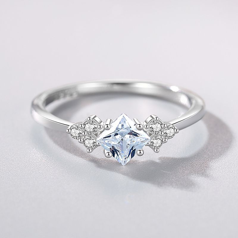 S925 Silver Ring Female Japanese And Korean Simple Light Luxury Zircon - Image 2