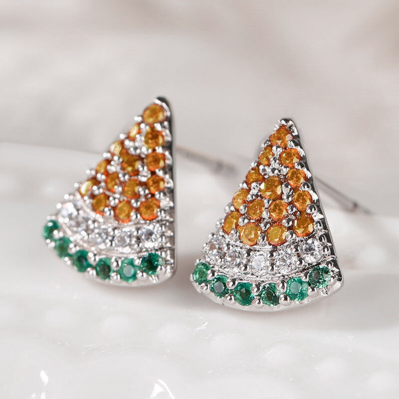Watermelon Ear Stud Inlaid Zircon Sweet - Image 3