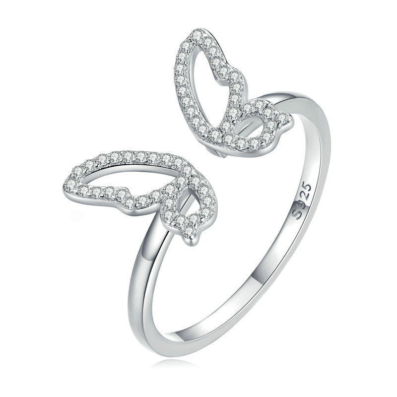 White Gold Plated Zircon Hollow Insect Ring - Image 5