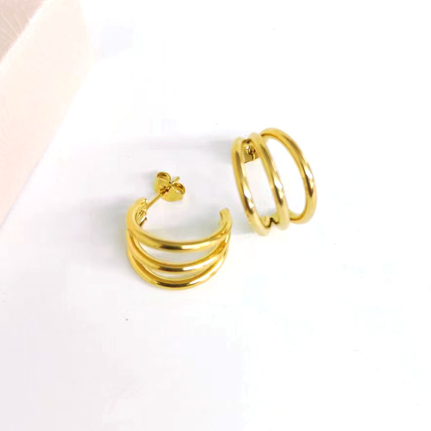 Peach Heart Stainless Steel 18K Gold Earrings - Image 2