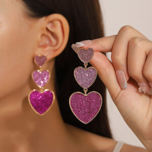 Three-layer Heart Shaped Love Earrings Simple Pendant Acrylic