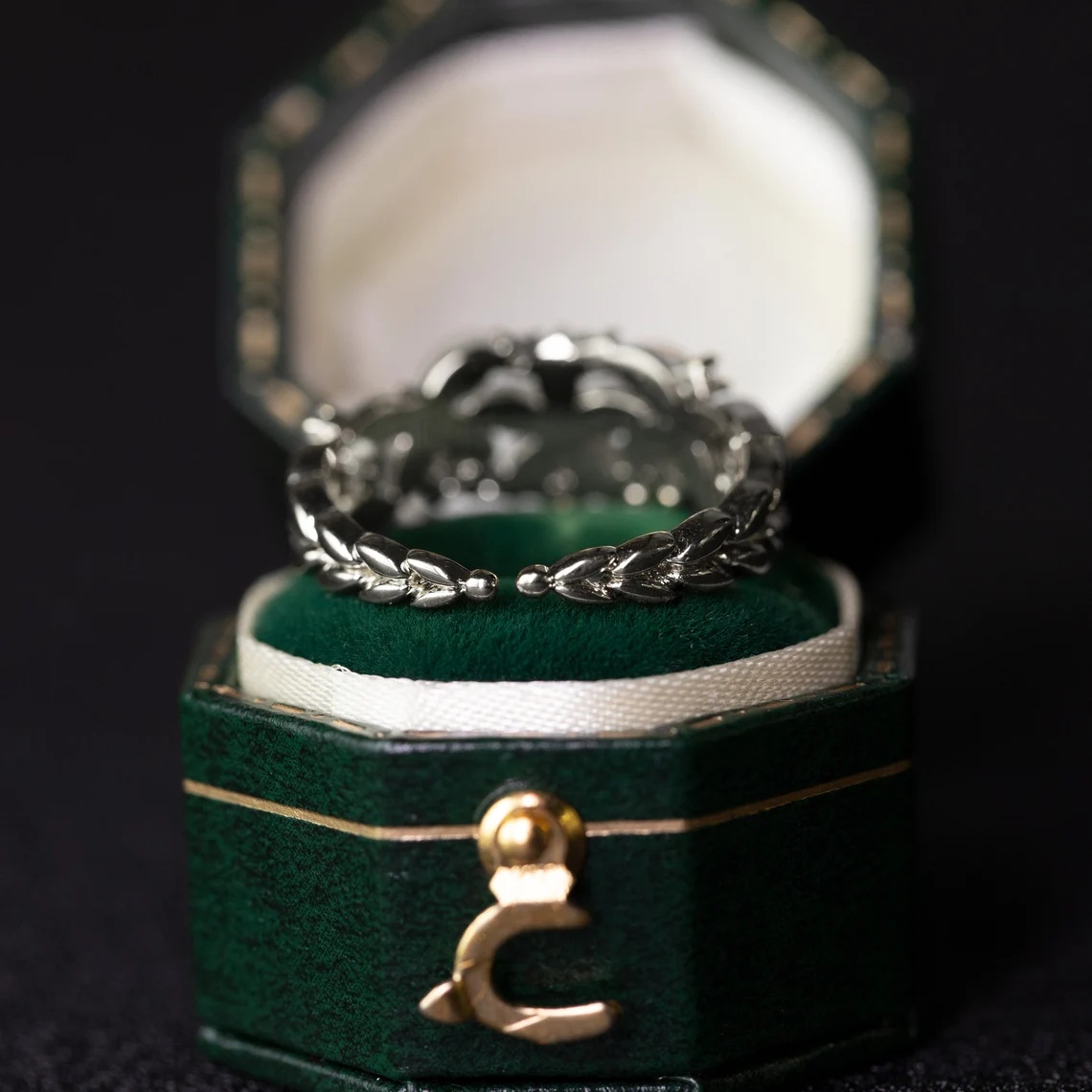 Floral Wedding Band For Women 18K 14K Gold S925 Silver Diamond Ring - Image 2