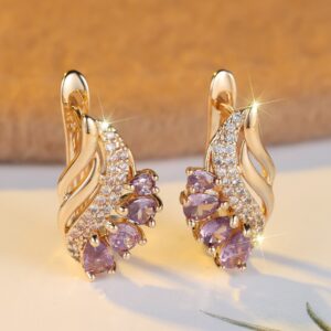 Water-drop Purple Diamond Micro-inlaid White Diamond Earrings
