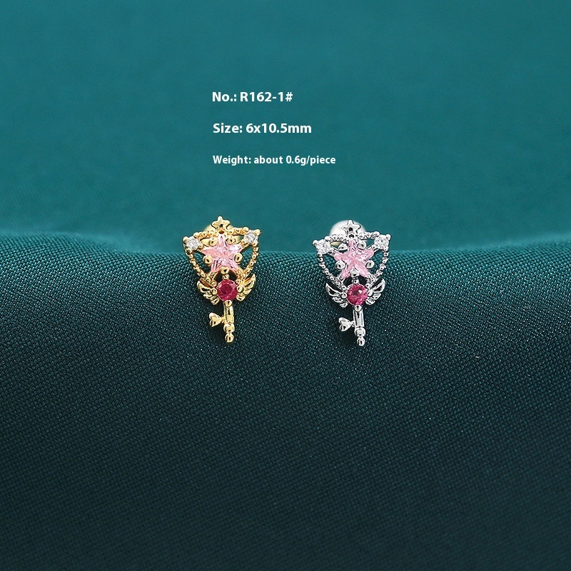 Fairy Micro Inlaid Zircon Love Key Small Ear Studs - Image 6